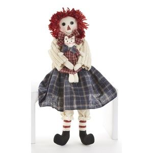 Raggedy Rag Doll w Kitty Cat  Country Farmhouse Primitive  NWT